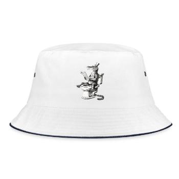 Lesender Krokodil-Dandy in Schwarz-Weiß - Bucket Hat - Weiß/Navy - Vorne
