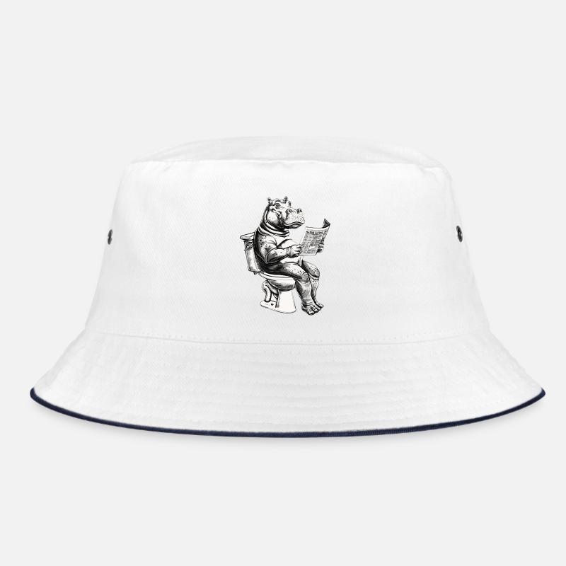 Lachendes Nilpferd mit Zeitung Bucket Hat