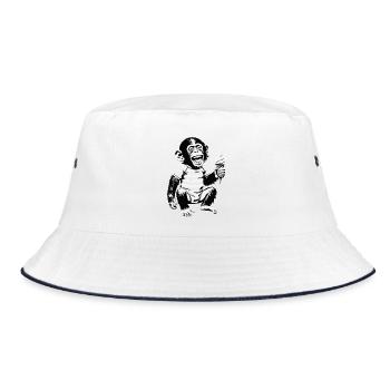 Playful Monkey with IceCream Design - Bucket Hat - white/navy - Front