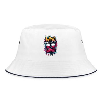 WINE IMPROVES WITH AGE, I IMPROVE WITH WINE. - Bucket Hat - white/navy - Front