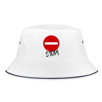STOP. HUMOR. MESSAGE. QUOTATION. PANEL. DAD - Bucket Hat - white/navy - Front