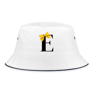 Letter e yellow bow - Bucket Hat - white/navy - Front