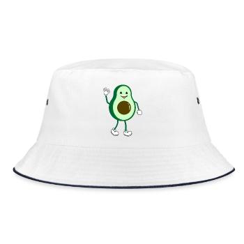 Retro Comic Cartoon Avocado - Bucket Hat - Weiß/Navy - Vorne