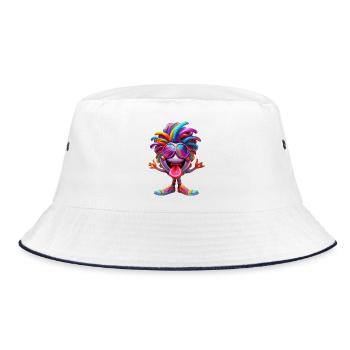 Nice, Positive and Delirious Cartoon Character - Bucket Hat - white/navy - Front