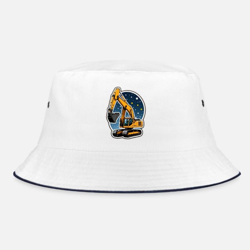 Leuchtender Bagger und Sternenhimmel Bucket Hat