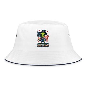 Alien Bring mich zu Deinem Anführer USA Patriot - Bucket Hat - Weiß/Navy - Vorne