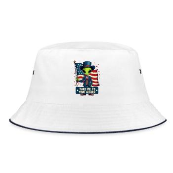 Alien Bring mich zu Deinem Anführer USA Patriot - Bucket Hat - Weiß/Navy - Vorne