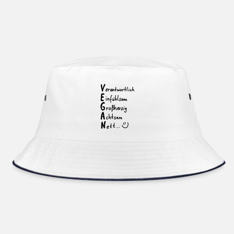 Vegan - Bucket Hat - Weiß/Navy