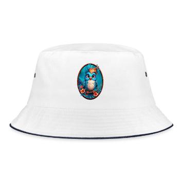 Vibrant Blue Bird - Bucket Hat - white/navy - Front
