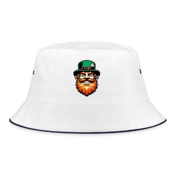 Irischer Kobold Irland - Bucket Hat - Weiß/Navy - Vorne