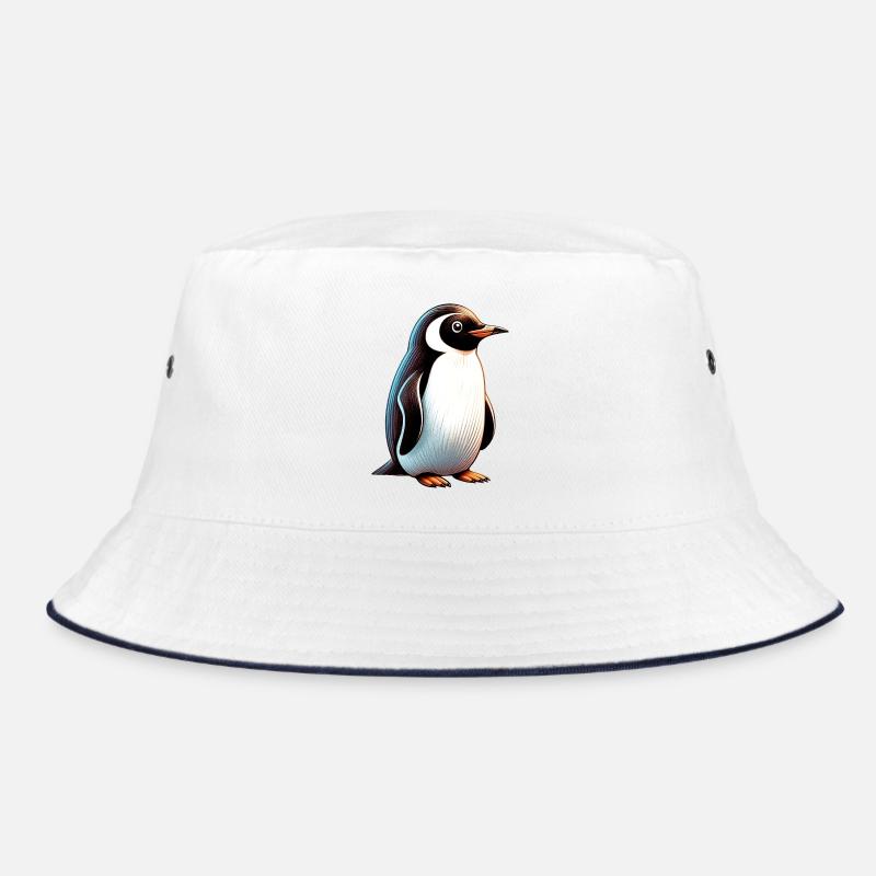 Pinguin - Bucket Hat - Weiß/Navy