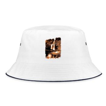 Natürlicher Wasserfall in Erdtönen - Bucket Hat - Weiß/Navy - Vorne