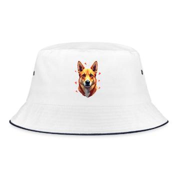 Chien géométrique Oeuvre abstraite - Bob - blanc/marine - Devant