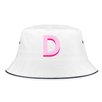 Pop- und moderner rosafarbener Buchstabe d - Bucket Hat - Weiß/Navy - Vorne