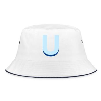 Pop und moderner blauer U-Buchstabe - Bucket Hat - Weiß/Navy - Vorne