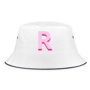 Pop und moderner rosa Buchstabe r - Bucket Hat - Weiß/Navy - Vorne