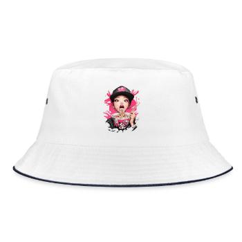 Ramen Girl - Bucket Hat - Weiß/Navy - Vorne