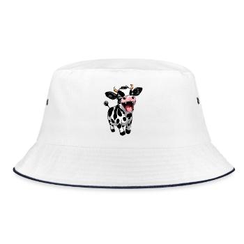 Cute Calf Calf Funny Farm Design - Bucket Hat - white/navy - Front