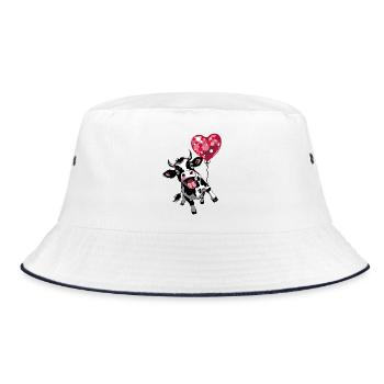 Lustiger Kuh-Kulturschock mit Herz - Bucket Hat - Weiß/Navy - Vorne