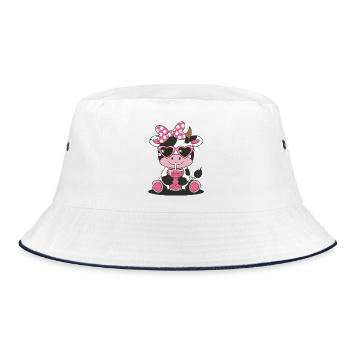 Kuh Sonnenbrille Illustration - Bucket Hat - Weiß/Navy - Vorne
