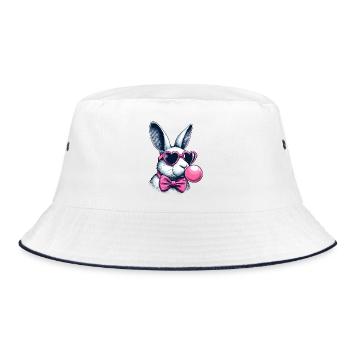 SSW31 Bunny with Bubblegum - Bucket Hat - white/navy - Front