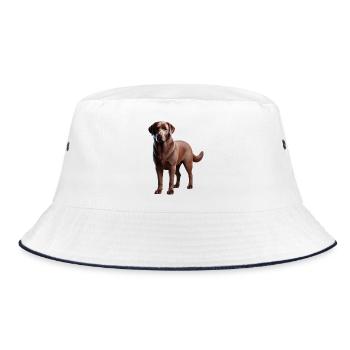 Labrador Hund - Bucket Hat - Weiß/Navy - Vorne