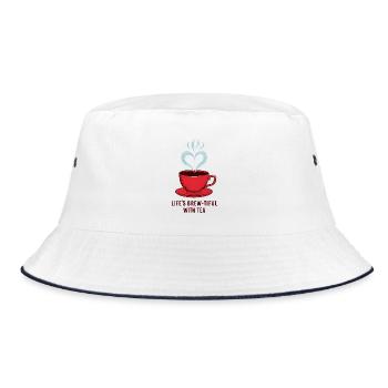 Life's Brew-tiful with Tea - Bucket Hat - white/navy - Front