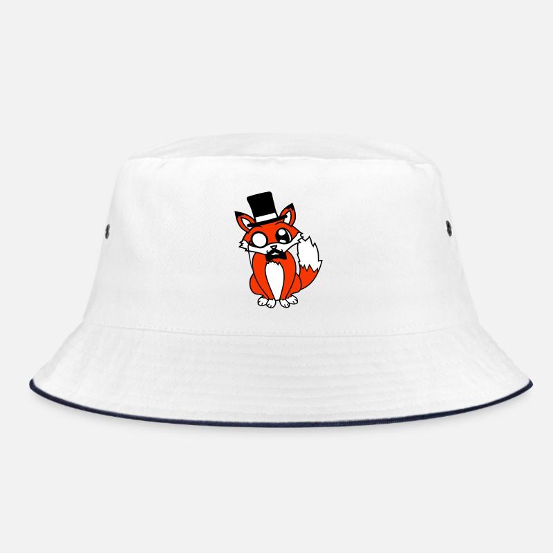 Fuchs Rotfuchs Sir Mr. Zylinder Hut Monokel Brille Bucket Hat