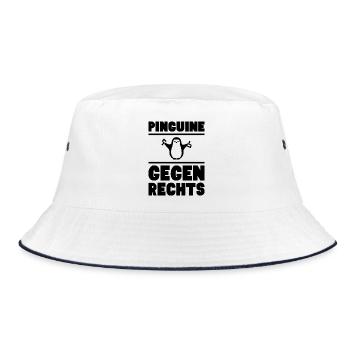 Pinguine gegen rechts / schwarz - Bucket Hat - Weiß/Navy - Vorne