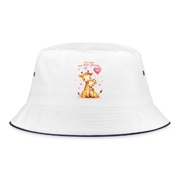 Ich Werde Große Schwester 2025 Giraffen Kinder - Bucket Hat - Weiß/Navy - Vorne