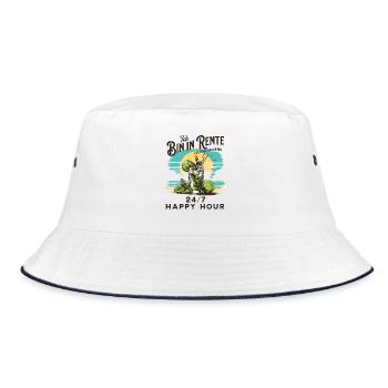 Ich bin in Rente 24/7 Happy Hour Cocktail - Bucket Hat - Weiß/Navy - Vorne