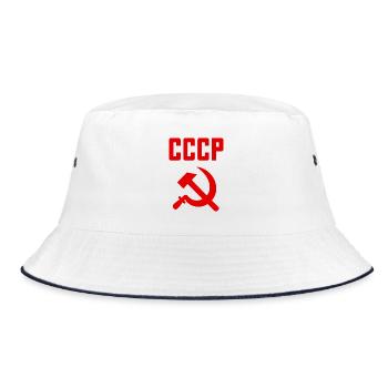 Soviet - Hammer and Sickle Soviet Union - Communist - Bucket Hat - white/navy - Front