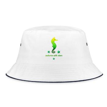 grünes Seepferdchen mit Sternchen - Bucket Hat - Weiß/Navy - Vorne