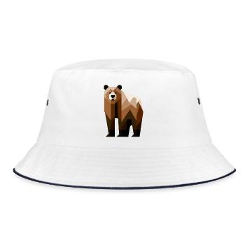 Geometric Bear - Bucket Hat - white/navy - Front