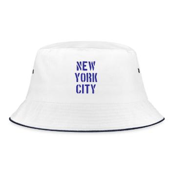 New York City - NYC - NY - Manhattan - Brooklyn - Bucket Hat - Weiß/Navy - Vorne