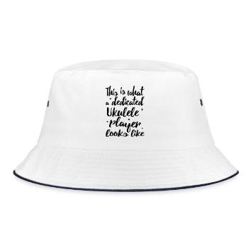 This is what a dedicated Ukulele player looks like - Bucket Hat - white/navy - Front