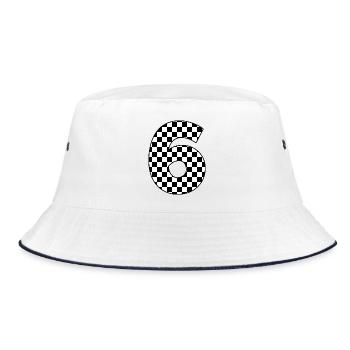 Number 6 plaid - Bucket Hat - white/navy - Front