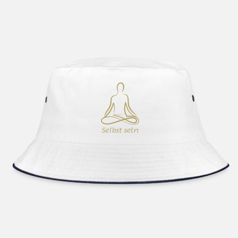 selbst sein - Bucket Hat - Weiß/Navy