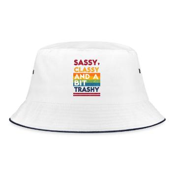 t-shirt gay pride lgbtqIA+ impertinent, chic et un peu - Bob - blanc/marine - Devant