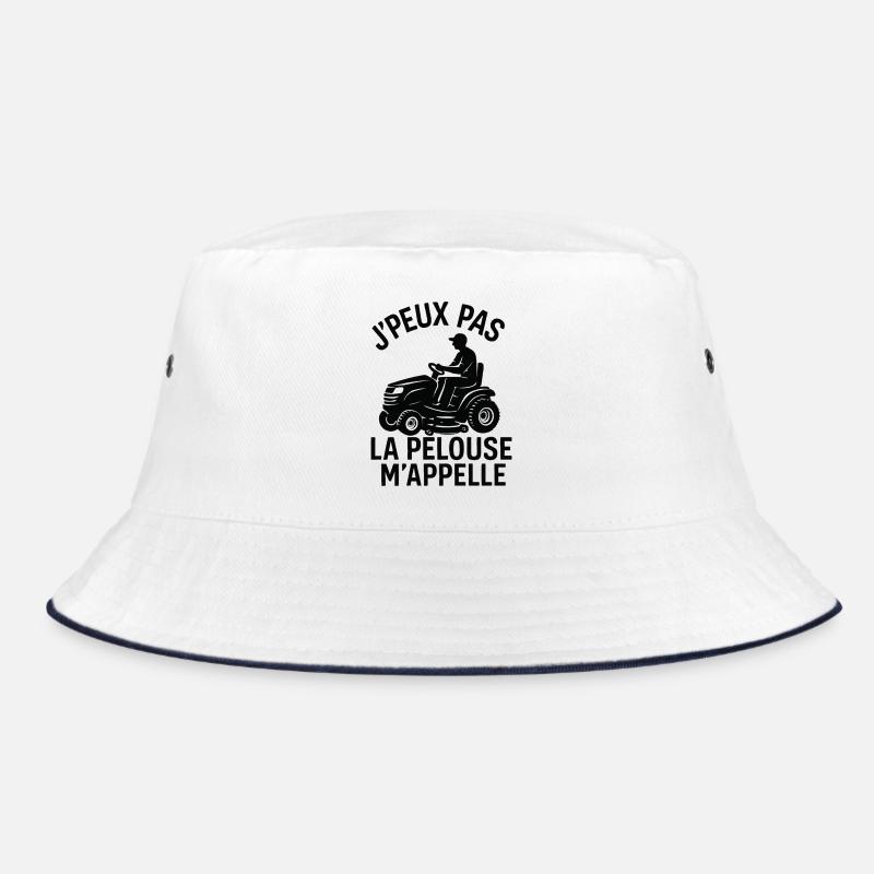 Ich kann nicht, der Rasen ruft mich - Bucket Hat - Weiß/Navy