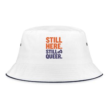 Still Here. Still Queer. Queer & Proud - Bucket Hat - white/navy - Front