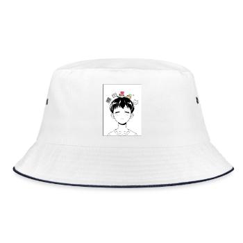 Anime Boy Lost in Thoughts – Aesthetics & Feelings - Bucket Hat - white/navy - Front