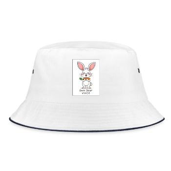 Own Your Voice: Karottenliebender Kaninchen Design - Bucket Hat - Weiß/Navy - Vorne