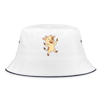 Happy calf - Bucket Hat - white/navy - Front