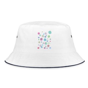 Motifs floraux colorés pour les vêtements de printemps - Bob - blanc/marine - Devant