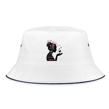 Wenn du das liest...! Personalisierbar - Bucket Hat - Weiß/Navy - Vorne