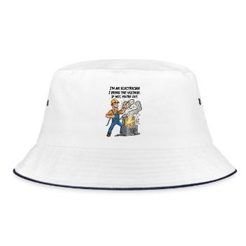 Electrician Suspense Humor | Funny Stream - Bucket Hat - white/navy - Front