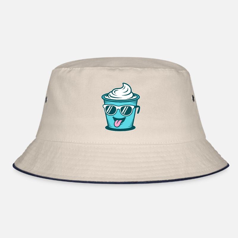 Crème Joghurt Sahne Eis - Becher mit Sonnenbrille Bucket Hat