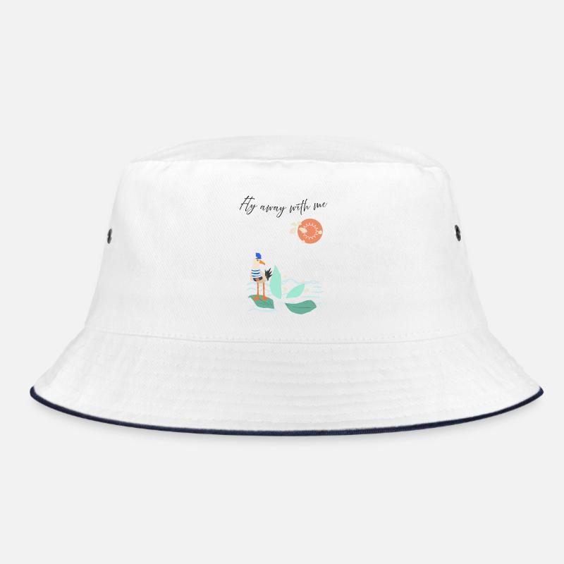 Küstenvogel im Urlaub - Bucket Hat - Weiß/Navy
