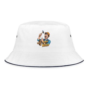BORN TO BUILD: My heart beats for craftsmanship! - Bucket Hat - white/navy - Front